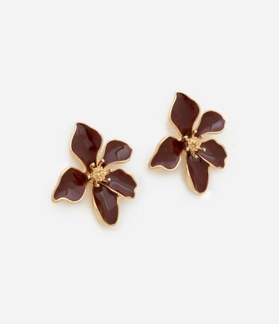 Caravana Botón Esmaltado con Forma de Flor 1