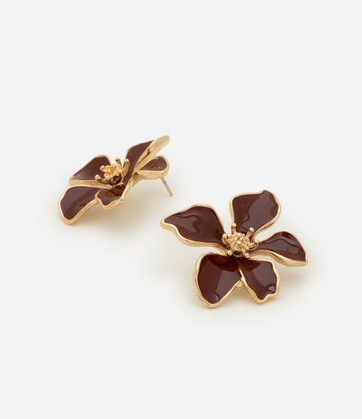 Caravana Botón Esmaltado con Forma de Flor 2