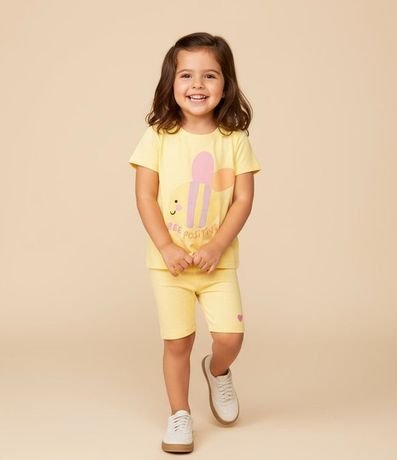 Bermuda Infantil en Rib con Estampa Localizada de Corazón - Talle 1 a 6 años