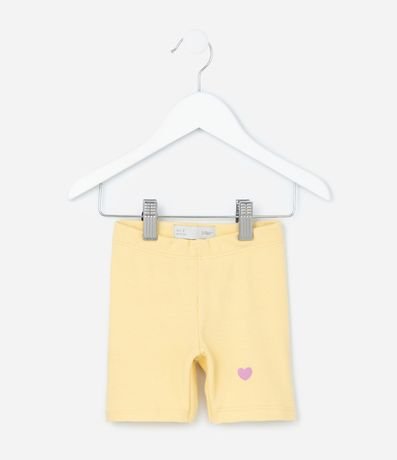 Bermuda Infantil en Rib con Estampa Localizada de Corazón - Talle 1 a 6 años