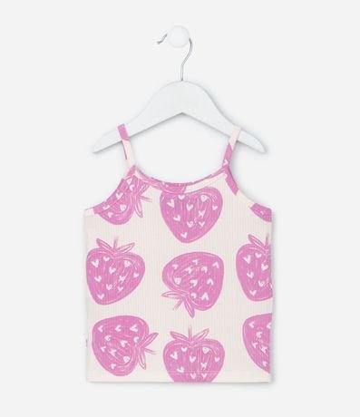 Musculosa Infantil Acanalada con Estampa Frutillas - Talle 1 a 6 años 3