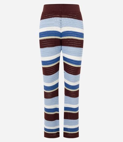 Pantalón Flare en Punto con Efecto Ganchillo y Rayas Variadas 8