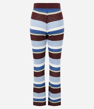 Pantalón Flare en Punto con Efecto Ganchillo y Rayas Variadas 10
