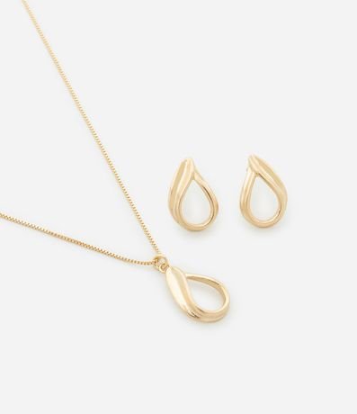 Conjunto de Collar con Colgante y Caravana Gota Vazada