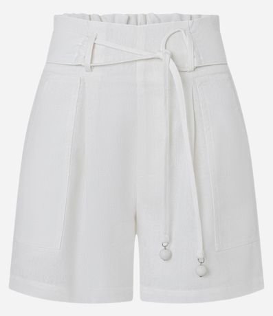 Short Cintura Alta en Viscolino con Cinturón Incorporado 5