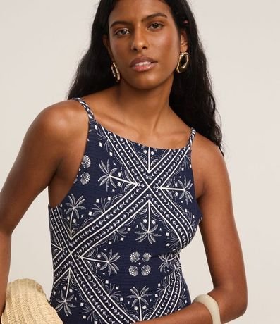 Vestido Recto Texturizado en Viscosa con Estampa Arabesco Floral 3