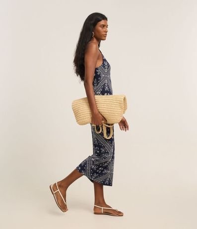 Vestido Recto Texturizado en Viscosa con Estampa Arabesco Floral 4