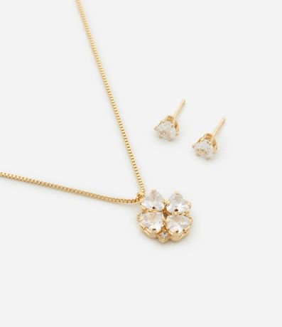 Conjunto de Collar con Colgante de Trevo de Cuatro Hojas y Caravana Ponto de Luz 1