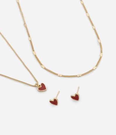 Conjunto de Collar Capas y Caravana con Colgante de Corazón 1