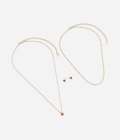 Conjunto de Collar Capas y Caravana con Colgante de Corazón 2