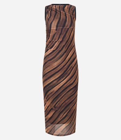 Vestido Recto en Tule con Estampa Abstracta 8