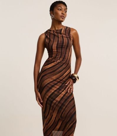 Vestido Recto en Tule con Estampa Abstracta 2