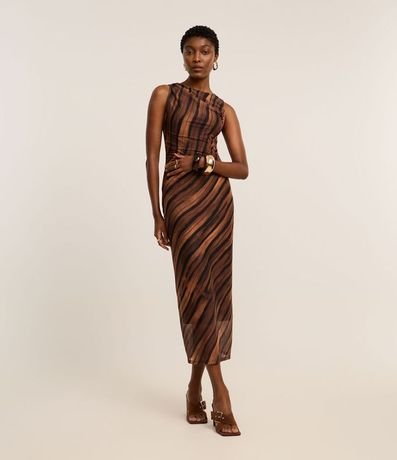 Vestido Recto en Tule con Estampa Abstracta 3