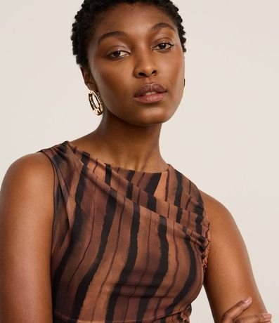 Vestido Recto en Tule con Estampa Abstracta 5