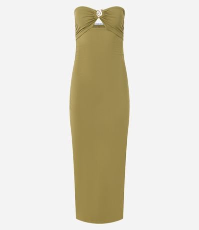 Vestido Largo en Microfibra con Detalle Metalizado en el Escote 8