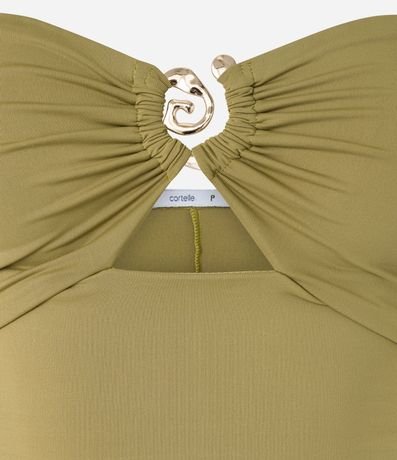 Vestido Largo en Microfibra con Detalle Metalizado en el Escote 9