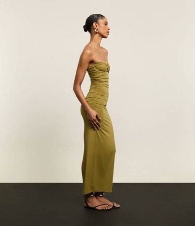 Vestido Largo en Microfibra con Detalle Metalizado en el Escote 4