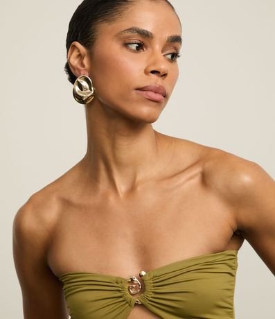 Vestido Largo en Microfibra con Detalle Metalizado en el Escote 5