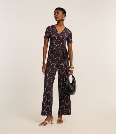 Mono en Microfibra con Estampado Geométrico y Lazo