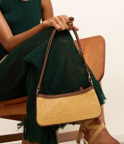 Cartera Boho Baguette con Efecto Paja y Asa Ajustable 8