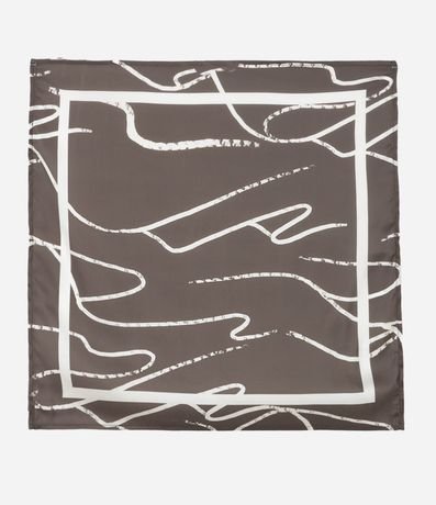 Pañuelo Cuadrado en Satén con Estampa Trazos 2