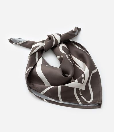 Pañuelo Cuadrado en Satén con Estampa Trazos 3