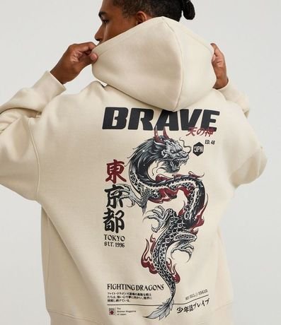 Saco Boxy en Algodón con Felpa con Estampado Brave Dragon