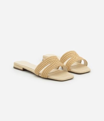 Sandalia Plana con Tira en H y Efecto Ráfia 3