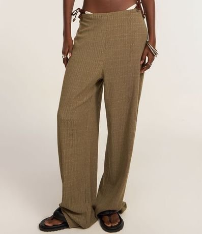 Pantalón Wide Texturizada con Cintura Elástica 3