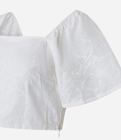 Blusa en Laise con Manga Abullonada con Bordado Floral 7