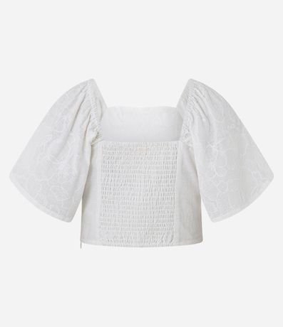 Blusa en Laise con Manga Abullonada con Bordado Floral 9