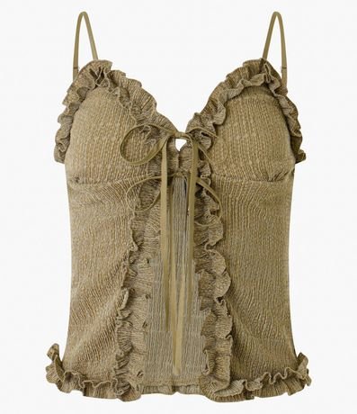 Blusa con Bretel Fino Volados y Lazo Texturizado 4