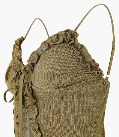 Blusa con Bretel Fino Volados y Lazo Texturizado 5