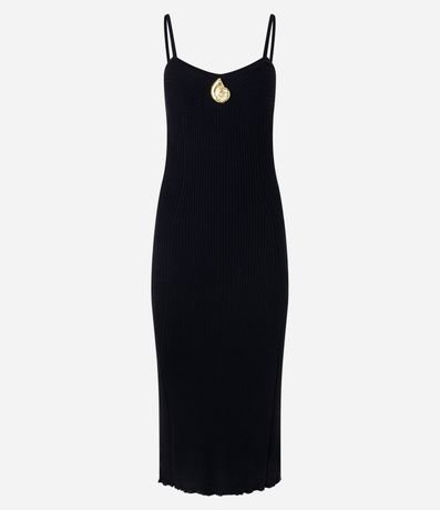 Vestido Long Midi en Punto Caracol de Metal en el Escote 5