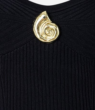 Vestido Long Midi en Punto Caracol de Metal en el Escote 6