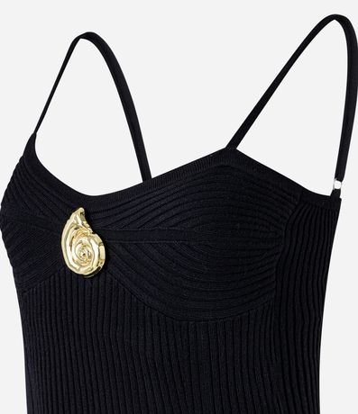 Vestido Long Midi en Punto Caracol de Metal en el Escote 7