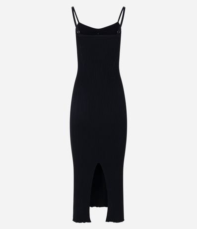 Vestido Long Midi en Punto Caracol de Metal en el Escote 8