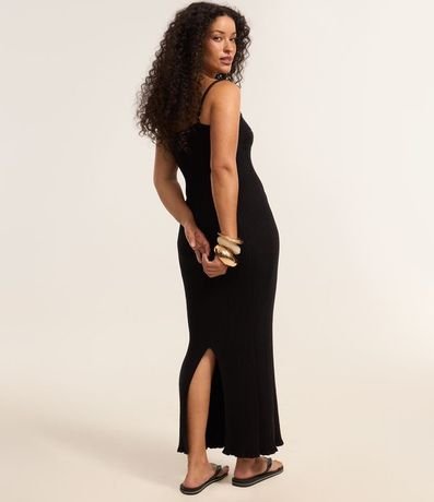 Vestido Long Midi en Punto Caracol de Metal en el Escote 4