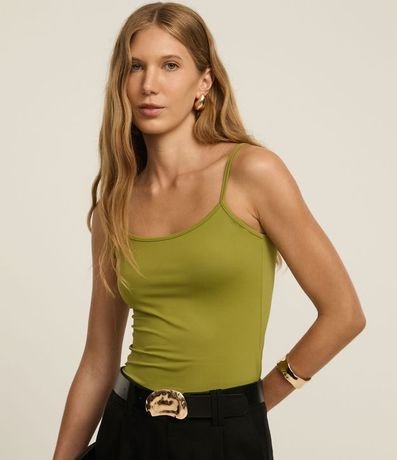 Blusa Musculosa Básica en Poliamida con Breteles Finos