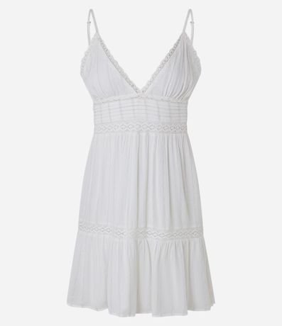 Vestido Evasê Corto en Viscosa Texturizada con Bretel Fino 7