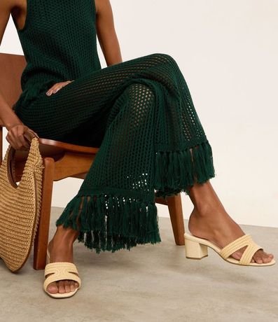 Sandalia Mule con Tira en H y Efecto Ráfia 2