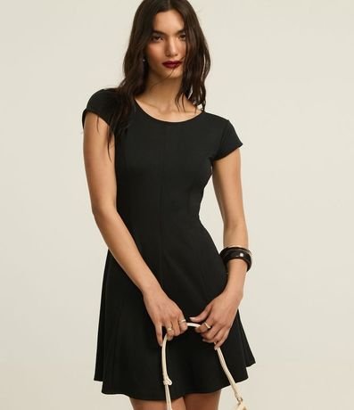 Vestido Corto en Punto Roma con Recortes