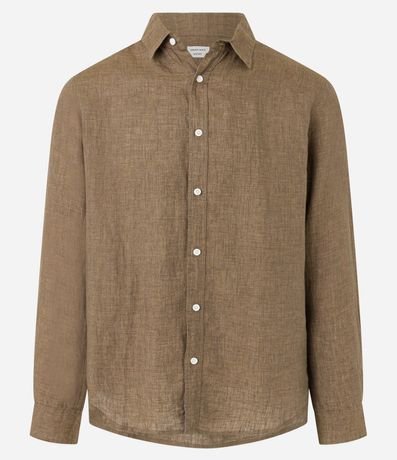 Camisa Comfort en Lino Puro con Cuello inglés