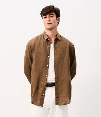 Camisa Comfort en Lino Puro con Cuello inglés 2