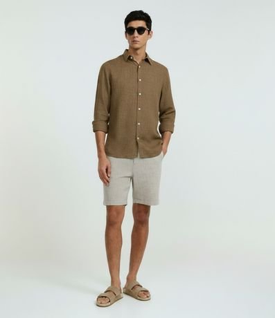 Camisa Comfort en Lino Puro con Cuello inglés