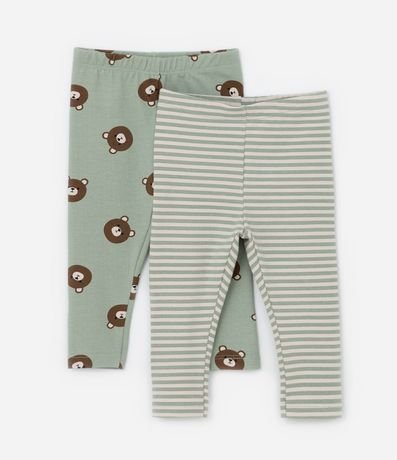 Kit 02 Pantalones Infantiles en Cotton - Talle 0 a 18 meses