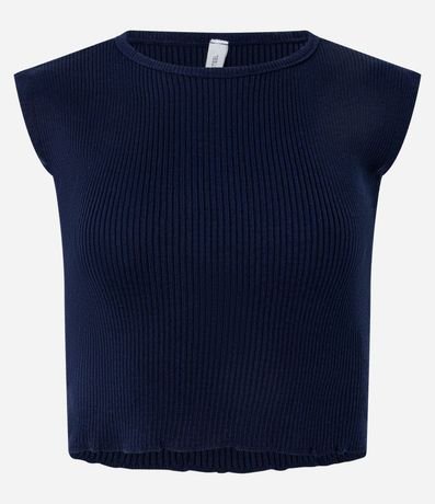 Blusa Corta en Punto con Hombro Caído 4