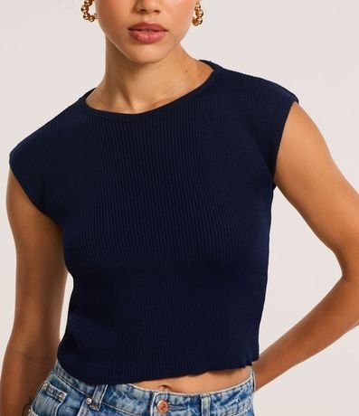 Blusa Corta en Punto con Hombro Caído 3