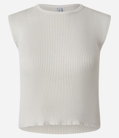 Blusa Corta en Punto con Hombro Caído 4