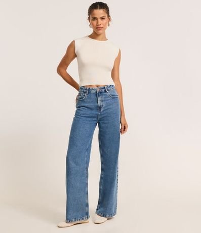 Blusa Corta en Punto con Hombro Caído 2